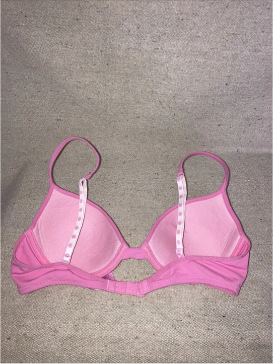 Rare Dotted Dots Vintage PINK Victoria’s Secret Pink White Straps Bra 34B   New