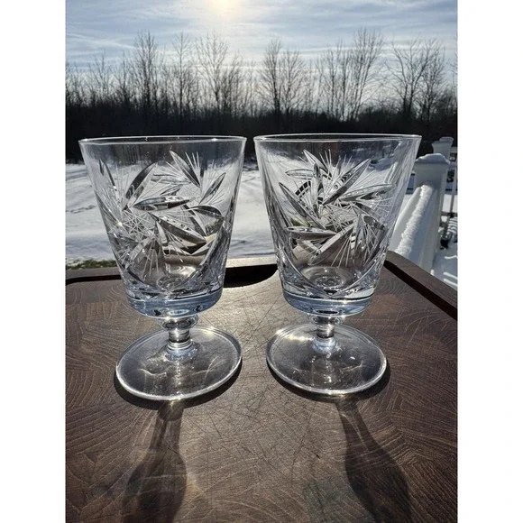 Set 2 Csopak Port AJKA Glass Crystal Cup Juice RETIRED Pinwheel EUC Beautiful!