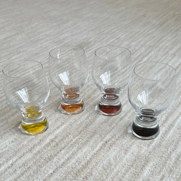 Vintage Set of 4 Colony Calypso Multi Color Drinking Glasses - Cocktail Tumblers
