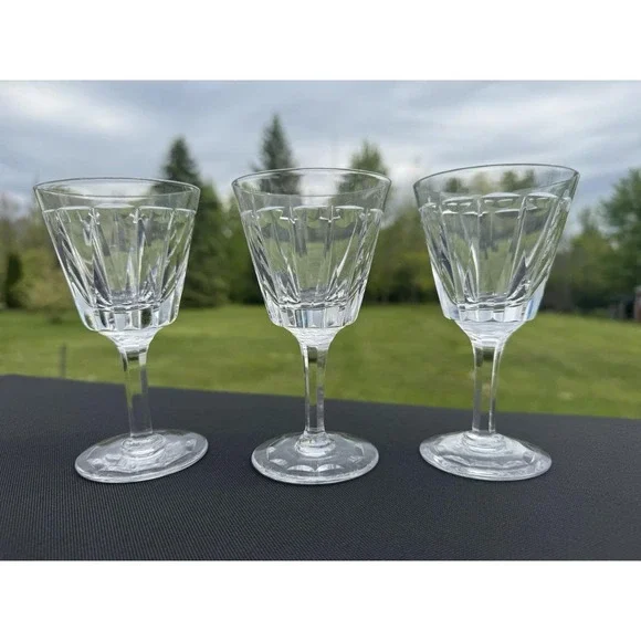 Stuart England Dartmouth Claret Wine Glass VTG Retired Set Of 3 Crystal