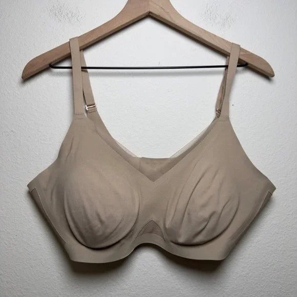 Honeylove Womens Bra XL Sand CrossOver Wireless Mesh Support‎ LWBRO302-2