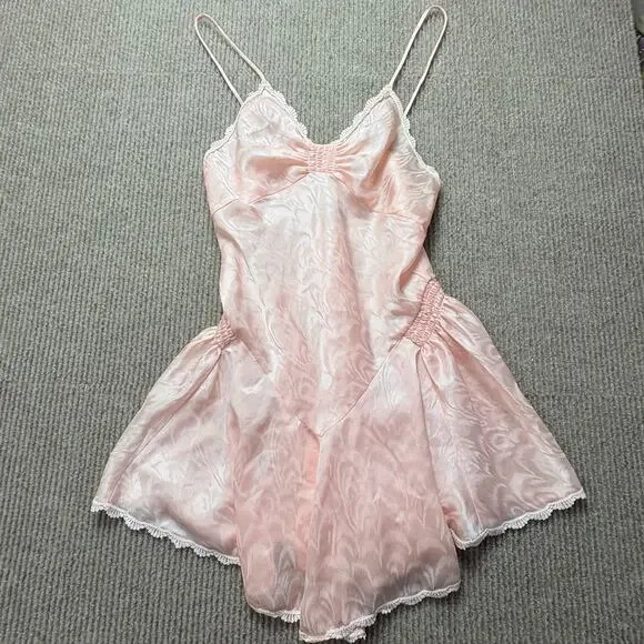 Vintage Enice Slip Dress Pink Satin Size medium