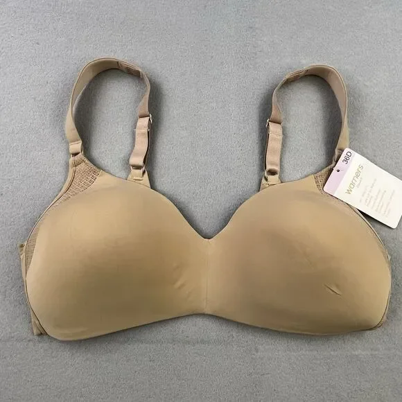 Warners Cloud 9 Bra Size 36D Soft Beige Wireless Cushioned Comfort  Straps NEW
