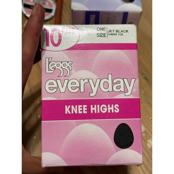 L'eggs Everyday Knee Highs 8 Pair Jet Black‎ Sheer Toe