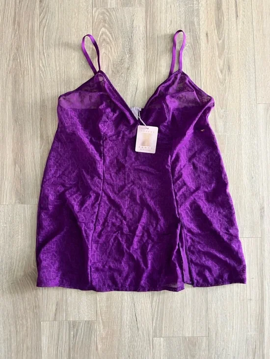 NWT Savage X Fenty Women’s Signature Script Slip Deep Purple - Size 1X