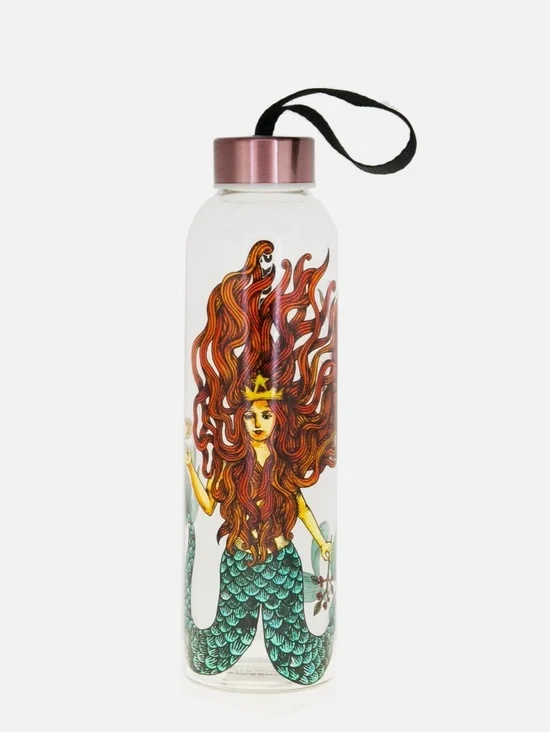 Starbucks Anniversary Glass Water Bottle Green Brown Siren 17Oz Limited 2017