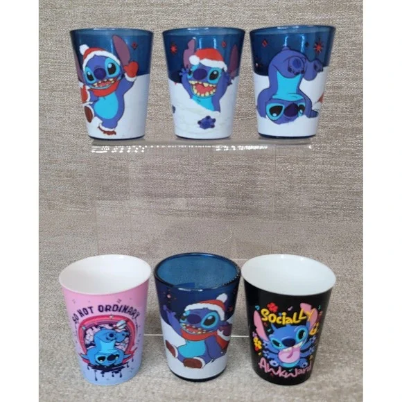 Disney Lilo and Stitch Shot Glass Collection Stitch Christmas Glass & Plastic