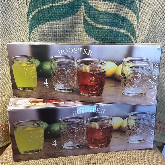 Circleware pack of 4 rooster glass cups