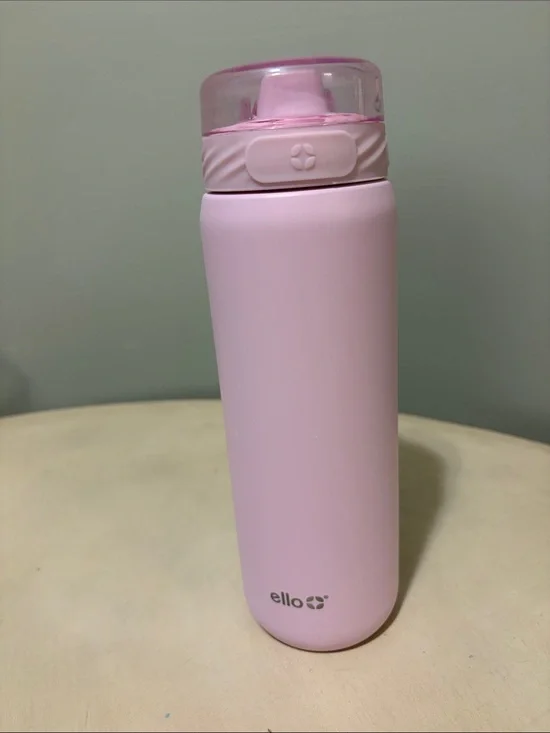 Ello Brand 22 oz Baby Pink StailSteel Water Bottle With Handle