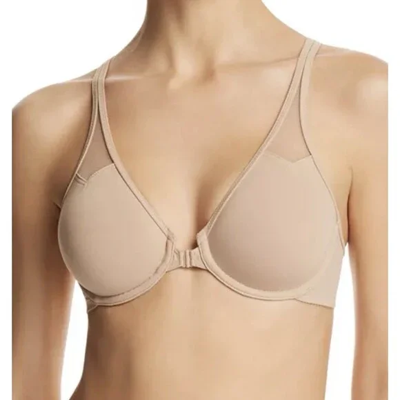 Wacoal Body By Wacoal T-Back Front Close Bra Size 34B Nude Toast Underwire