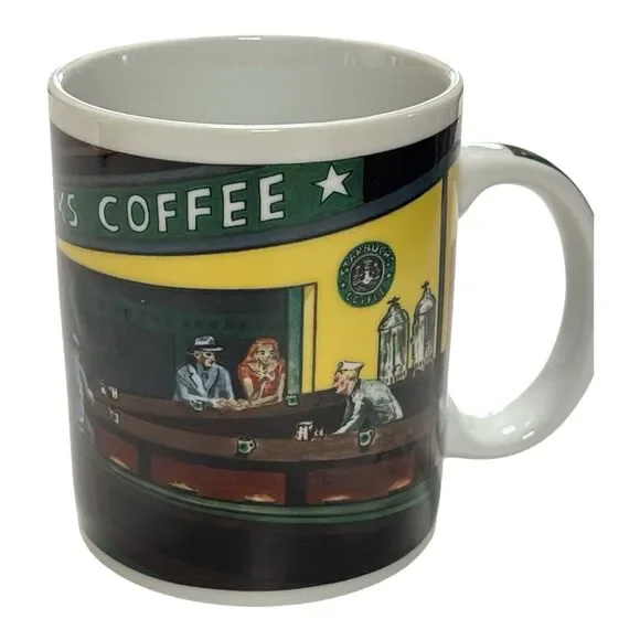STARBUCKS Chaleur Nighthawks D Burrows by Edward Hopper Diner Art Ceramic Mug