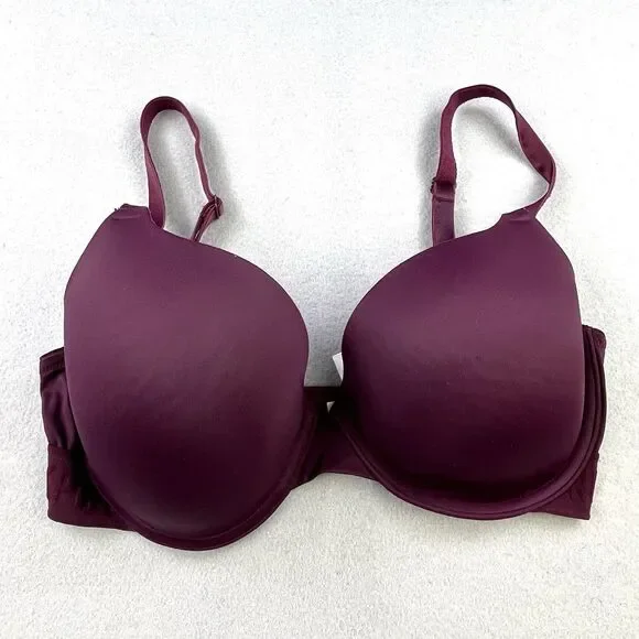 34DD Victoria's Secret PINK Wear Everywhere T-Shirt Bra Size 34DD Maroon Lined