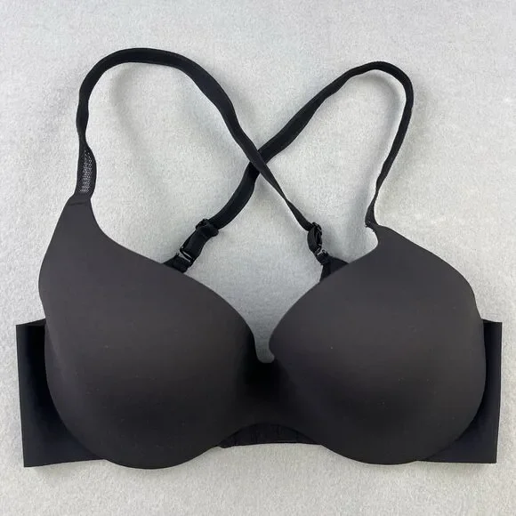 Maidenform T-Shirt Bra Size 34B Black One Fab Fit Underwire Adjustable Comfort