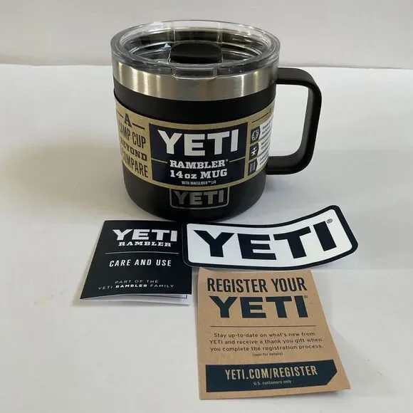 Yeti Rambler 14 oz Mug With Magslider Lid Black Stainless Steel