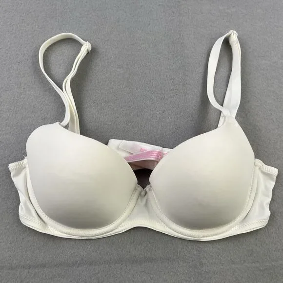 Victoria's Secret PINK T-Shirt Bra 32B White Wear Everywhere Lightly Lined