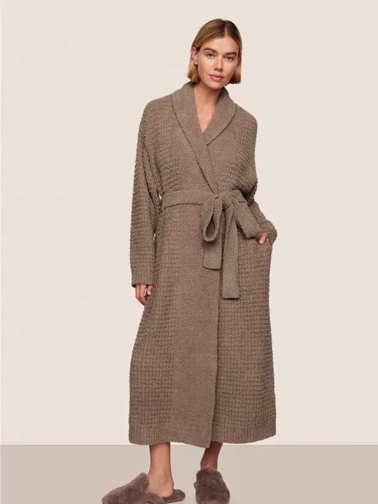Eberjey Recycled Boucle Waffle Robe deep taupe
