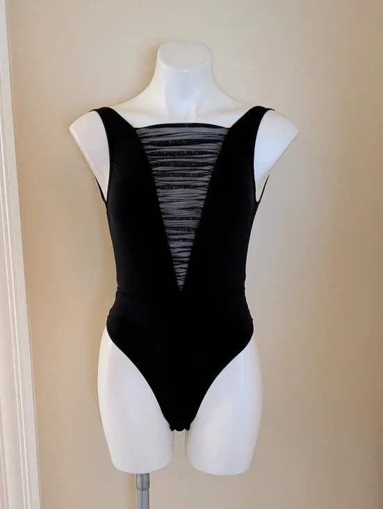 Victoria Secret back with sheer panel thing bodysuit lingerie size XS