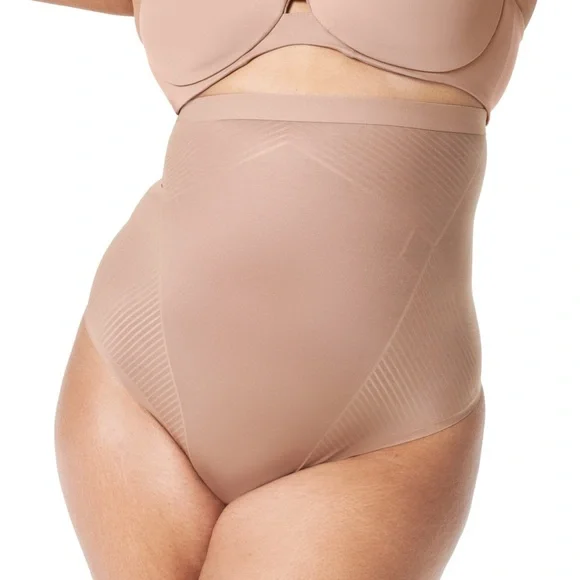 NWT Spanx Thinstincts High-Waisted Shaping Brief‎ Underwear Cafe Au Lait XL