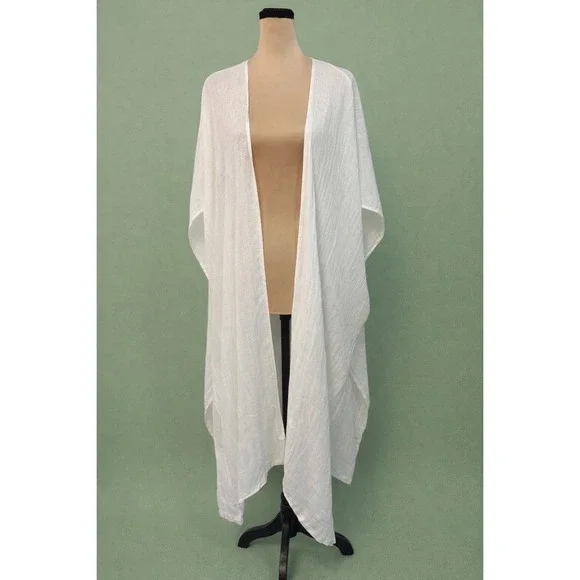 Womens 100% Linen White Swimsuit Coverup Resort Beach Boho Lagenlook One Size