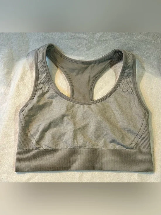 All In Motion Racerback Sports Bra Light Gray Grey Mesh Detail XL High Support