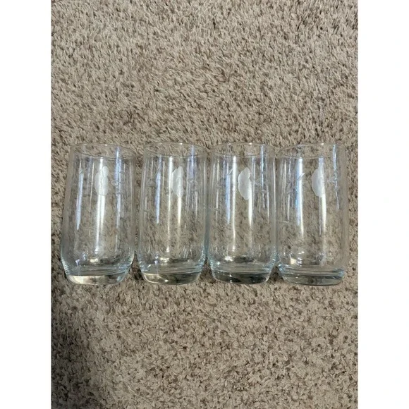 Set of 4 Princess House Heritage Tumblers Glasses Clear Etched Floral 5