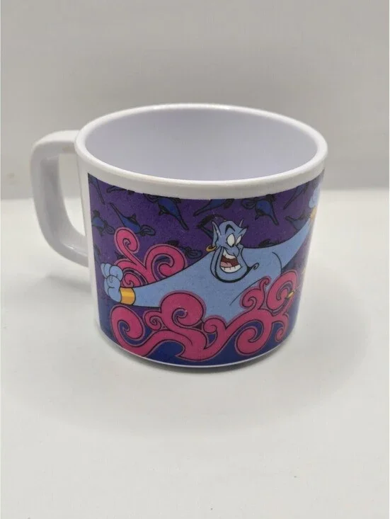 Vintage 1990s Disney Aladdin Kid's Plastic Melamine Cup Mug Genie Zak Designs