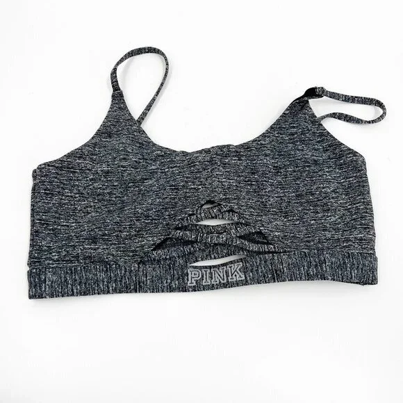 ✅ PINK‎ VS ULTIMATE SPORTS BRA SIZE SMALL GREY WITH CUT OUT