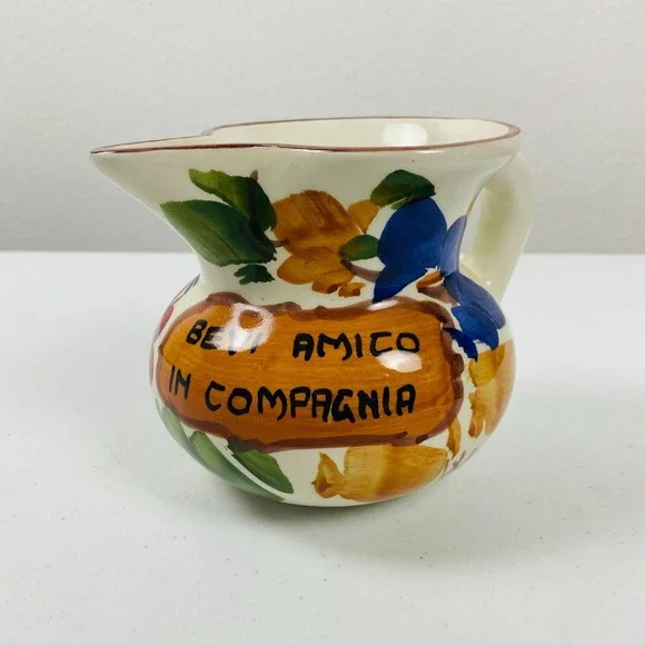Vintage Wine Pitcher‎ Italy Floral 4.5