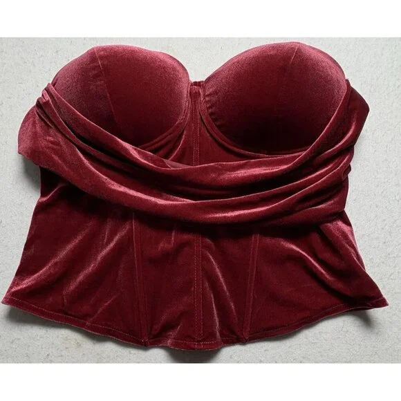 NWT‎ JLUXLABEL Women Velvet Corset Sz 3XL Red Sexy Glamour Party Edgy 68-17