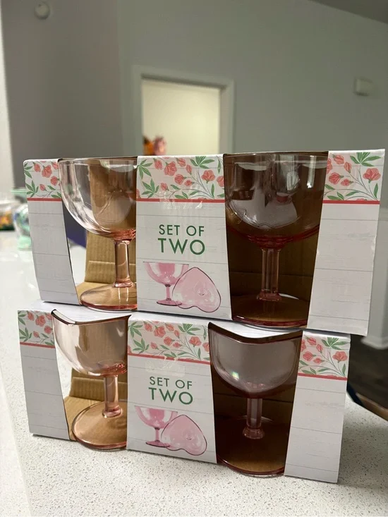 Set of Two Pink Heart Shaped Glasses- Brand Unspecified