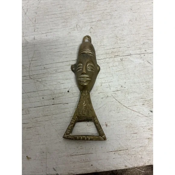 Vintage African Tribal Bottle Opener BRASS Vintage Small Figural