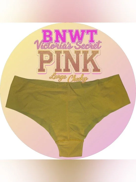 BNWT VS PINK Yellow No Show Cheekster Panties Football Graphic Size L
