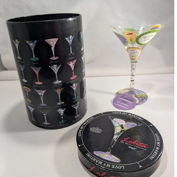 Lolita Love My Martini PMS Hand Painted Martini Glass 7oz with Original Box