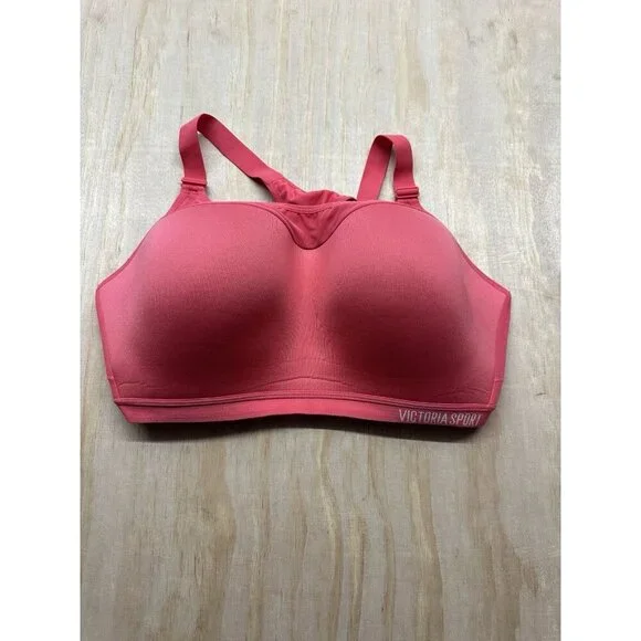 Victoria Secret Sports Bra 38DDD‎ Neon Orange Padded Full Coverage Razor Back