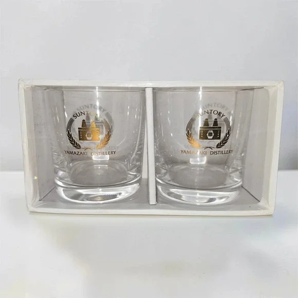 Whisky Glasses Unisex Clear Good Suntory Yamazaki Distillery Gold Logo Set of 2