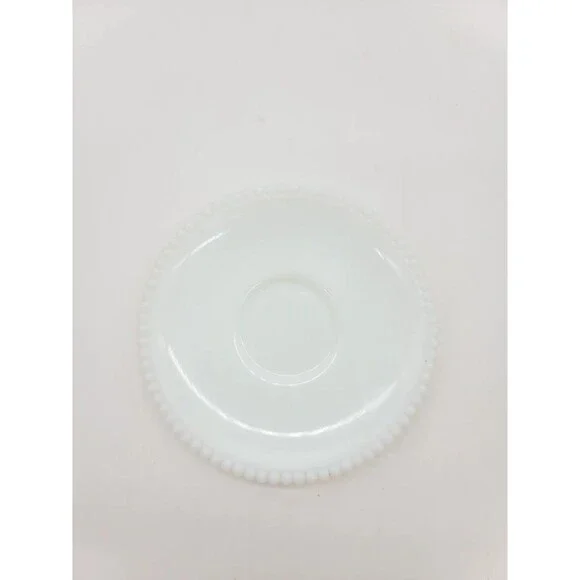 Vintage Westmoreland Milk Glass Beaded Edge Tea Cup Saucer 5.5