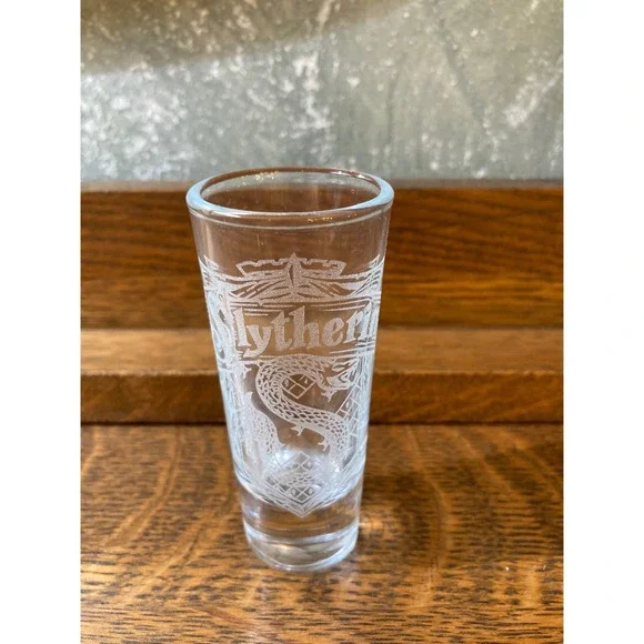 Harry Potter Slytherin Etched Crest Shot Glass Clear Wizarding World Shooter 4in