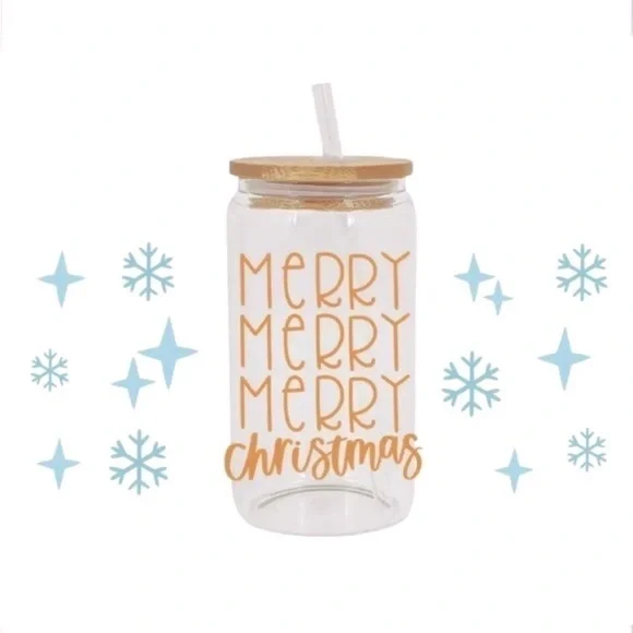 Merry Christmas Snow Flake Frosted Tumbler