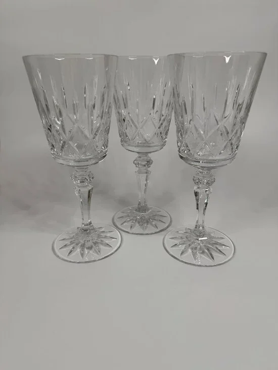 Galway Baldmore Irish Lead Crystal Water or Wine Goblets, approx. 7.75