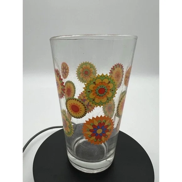 4 Floral Libbey Retro Drinking Glasses‎ Groovy Flower Power Boho Greenbrier Intl