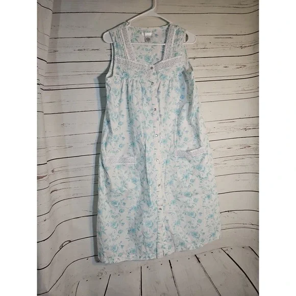Pink K‎ Blue Floral Sleepwear DRESS SIZE M