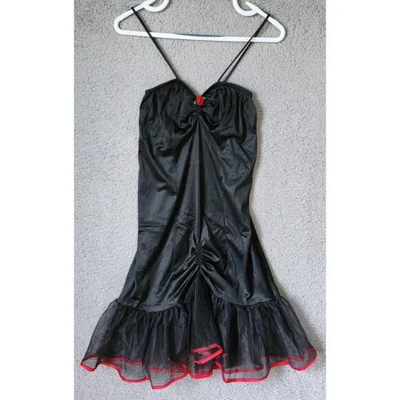 Vtg Undercover Wear Women's Sz S Sleeveless Short Mermaid Style Nightgown Black‎