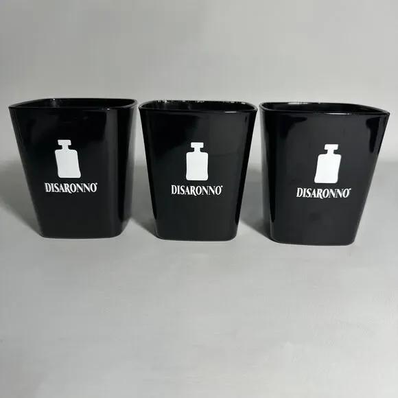 Disaronno Black Square Rocks Glasses Set of 3 Drinking Barware Cocktail