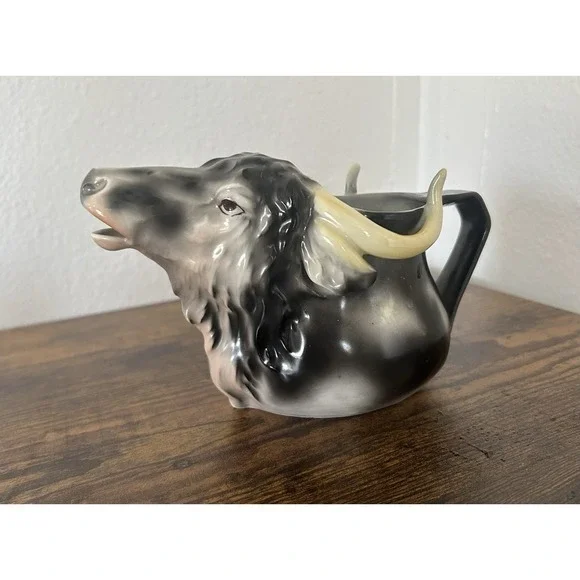 RARE Vintage Royal Bayreuth‎ Creamer Pitcher Water Buffalo Bavaria Stamped