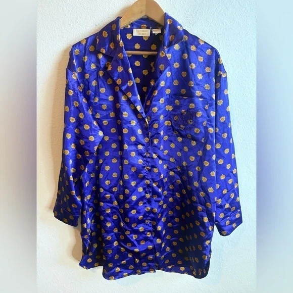 VTG Victoria’s Secret Gold Label Purple Satin Sleep Shirt Pajama Nightgown