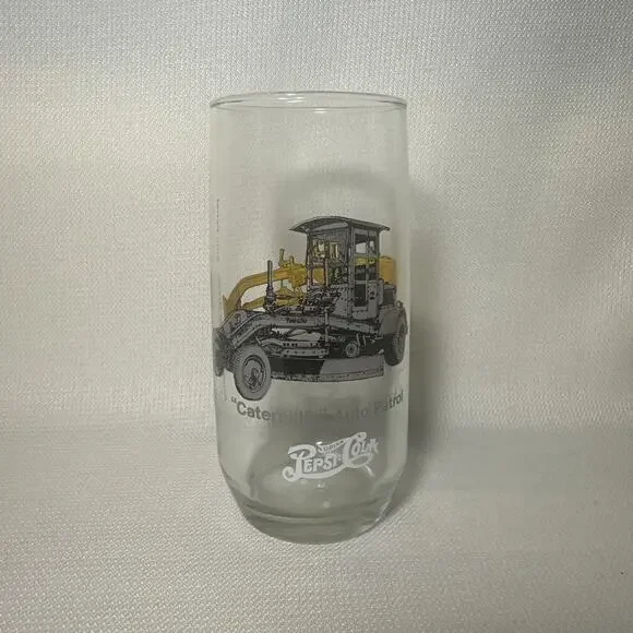 Vintage Pepsi-Cola Caterpillar 16-G Auto Patrol Tractor Glass Tumbler