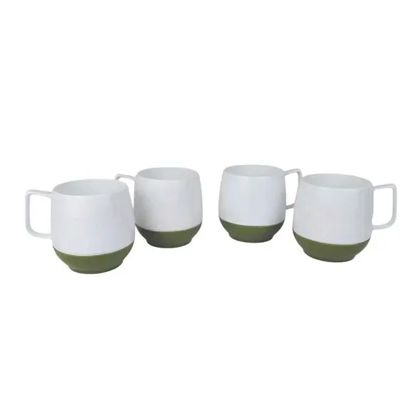 Set Of 4 Vtg Plastic Thermos Insulated Avocado Green Mugs King Seeley MCM 70's