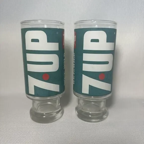 Vintage 7UP Drinking Glasses The Uncola 6.5