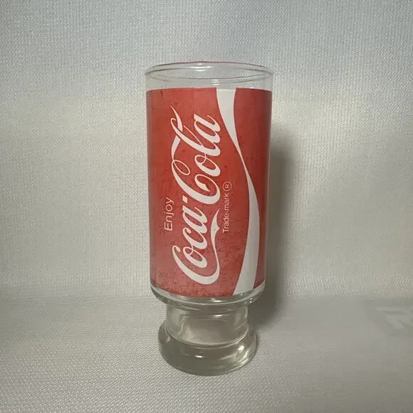 Vintage Coca Cola Enjoy Coke Pedestal Drinking Glass Cup 6.5