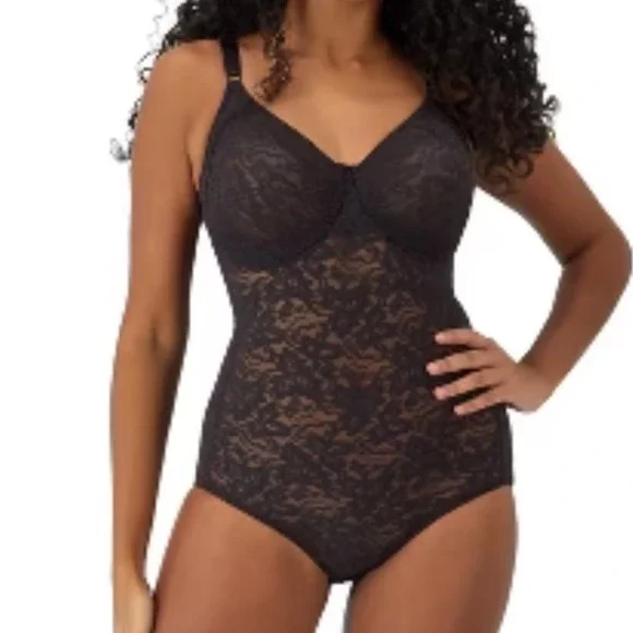 Bali Lace N Smooth Body Briefer 38D Black Firm Control Shaper DF8L10 NEW